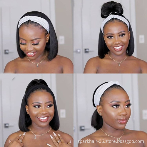 Wholesale Headband Wig Human Hair For Black Women,Remy Human Hair Headband Wig,Bob Headband Human Hair Wigs